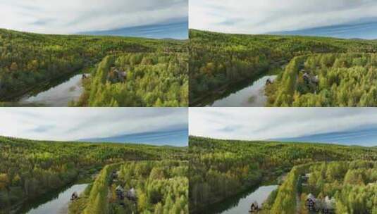 大兴安岭秋季森林河流高清在线视频素材下载