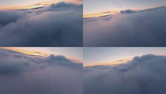 穿越机穿越黄昏的云层宣传片片头素材高清在线视频素材下载
