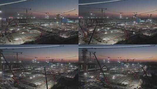 建设中的上海松江枢纽工地夜景高清在线视频素材下载