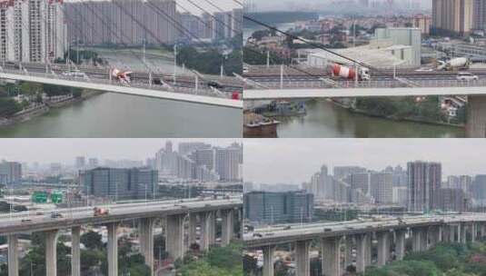 广州番禺区东沙桥高清在线视频素材下载