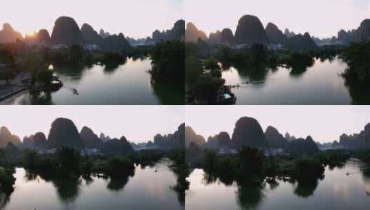 广西桂林漓江山水风光航拍高清在线视频素材下载