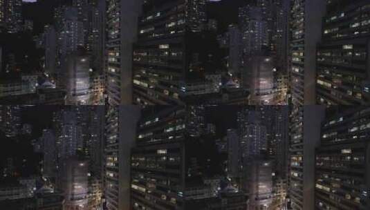 香港中环建筑夜景航拍高清在线视频素材下载