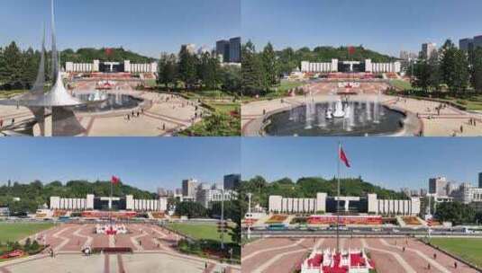 福建省福州市鼓楼区五一广场公园于山堂航拍高清在线视频素材下载