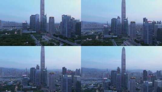 蓝调航拍深圳平安中心大厦高清在线视频素材下载