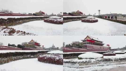 北京天安门雪景高清在线视频素材下载