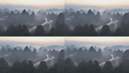 桂林山水喀斯特地貌风光高清在线视频素材下载