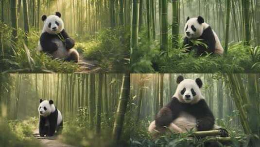 大熊猫 大熊猫在竹林高清在线视频素材下载