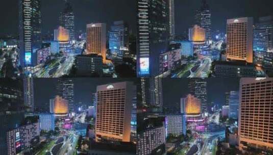 原创航拍印尼城市雅加达天际线夜景风光高清在线视频素材下载