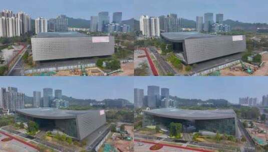 4K航拍广州南沙规划展览馆高清在线视频素材下载