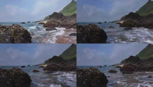 海岸礁石航拍高清在线视频素材下载