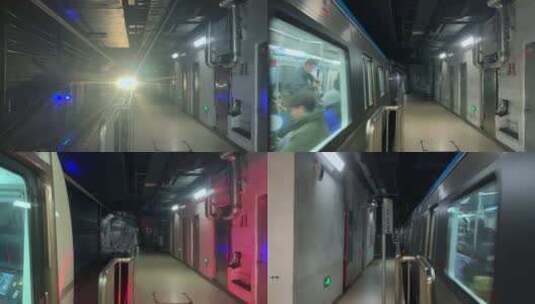 地铁进站出站地铁站台飞驰的地铁高清在线视频素材下载