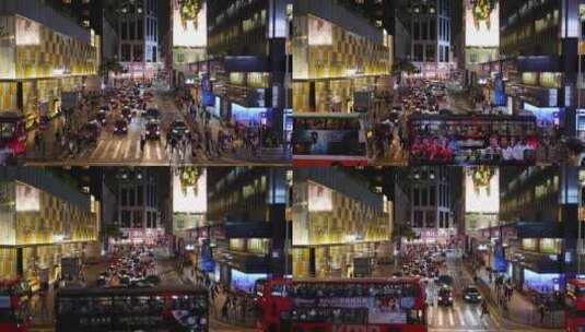 繁华香港街道人流高清在线视频素材下载
