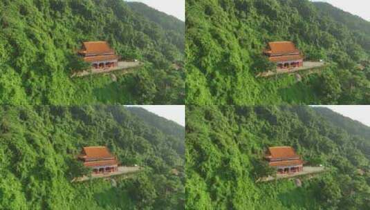 大山中的庙宇航拍高清在线视频素材下载