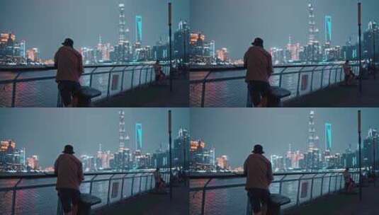 夜上海城市繁华与人间烟火夜孤单背影高清在线视频素材下载