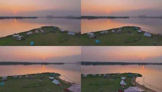 夕阳下的露营高清在线视频素材下载