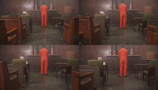 囚犯在法官面前的法庭上看起来很悲伤高清在线视频素材下载
