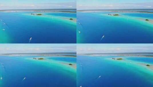 墨西哥拉古纳德洛斯7色的蓝色风景水域，空高清在线视频素材下载