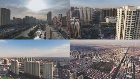 临河航拍城市宣传 维多利广场高清在线视频素材下载