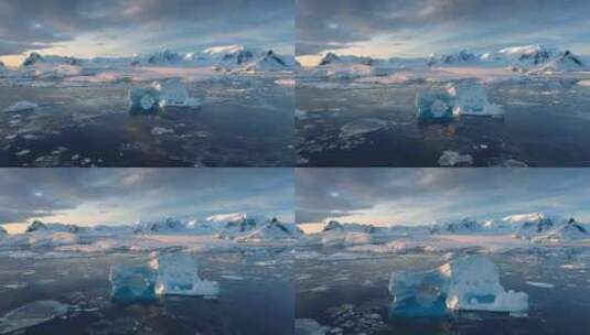 南极洲鸟瞰清晨日出景观高清在线视频素材下载