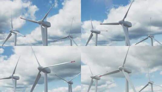 蓝天下的风力发电机高清在线视频素材下载
