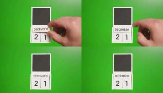 12.绿色背景上日期为12月21日的日历高清在线视频素材下载