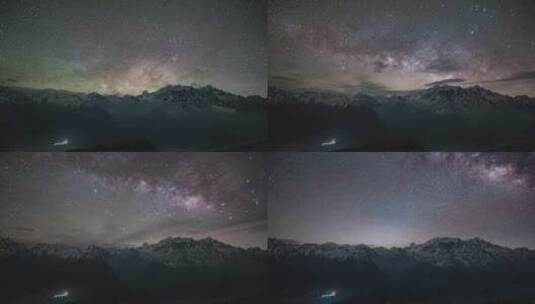 西藏日喀则喜马拉雅山脉雪山星空银河延时风高清在线视频素材下载