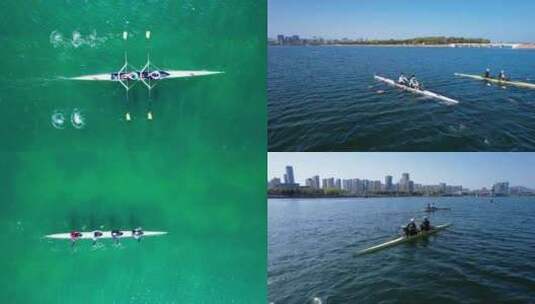 户外运动水上运动 皮筏艇比赛高清在线视频素材下载