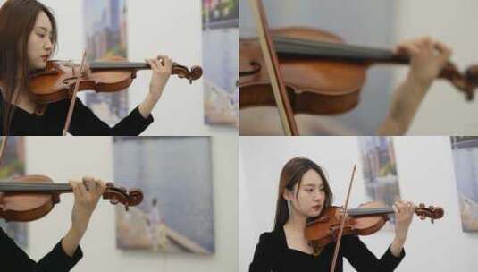 小提琴家简洁空间演奏1高清在线视频素材下载
