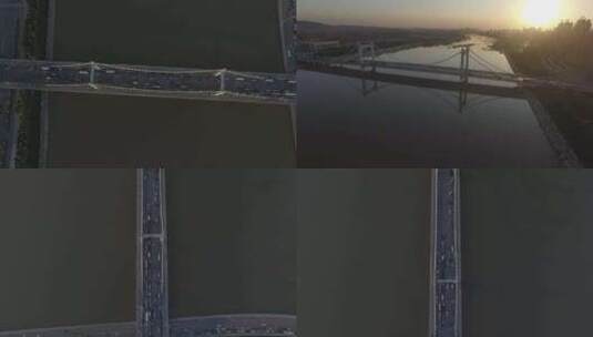 航拍抚顺天湖大桥 城市风光 浑河大桥高清在线视频素材下载