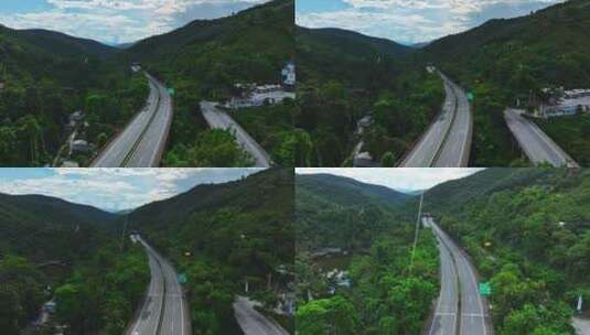 热带雨林里的中国高速公路航拍高清在线视频素材下载