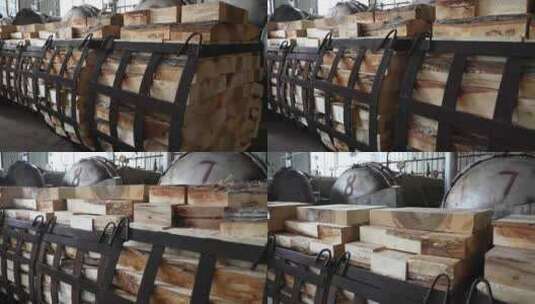 木柴加工厂切片加工木业高清在线视频素材下载