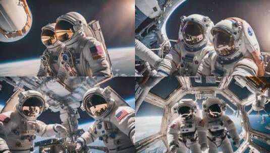 宇航员背影 火箭发射 太空空间站高清在线视频素材下载