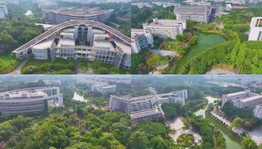 华南师范大学广州校区航拍大学城校园风景风高清在线视频素材下载