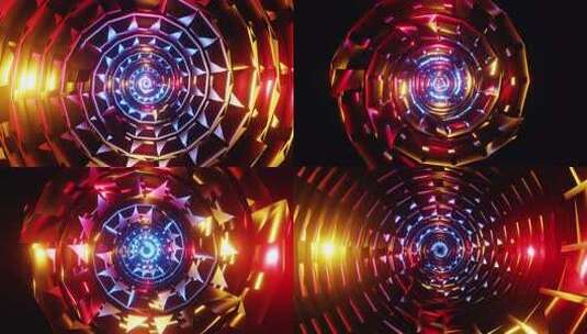 螺旋盘VJ循环，就像红色和黄色闪光3D渲高清在线视频素材下载