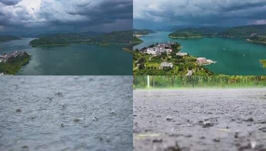 乌云密布狂风暴雨雨滴下雨天雨水强对流天气高清在线视频素材下载