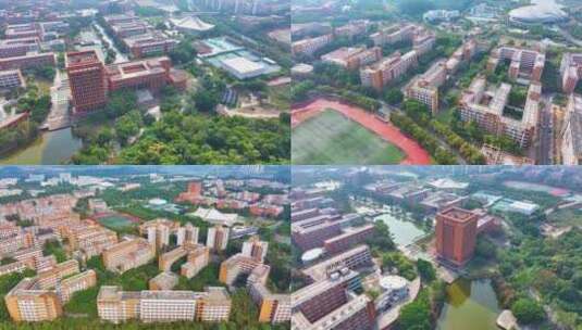 华南理工大学大学城校区航拍校园广州风景风高清在线视频素材下载