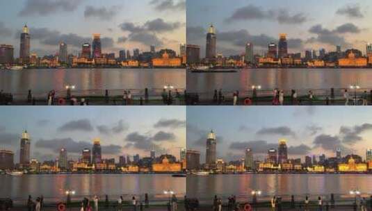 上海外滩夜景延时摄影高清在线视频素材下载