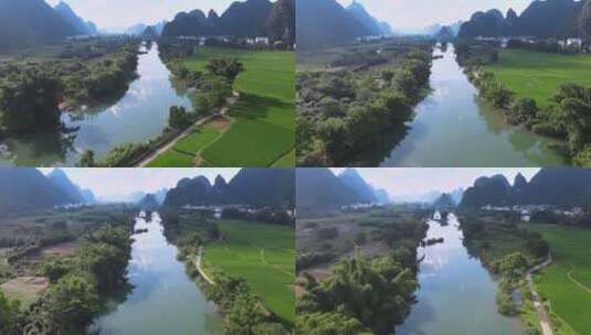 航拍桂林遇龙河风光景色高清在线视频素材下载