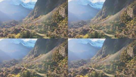藏区仙境梅里雪山森林航拍高清4k素材高清在线视频素材下载