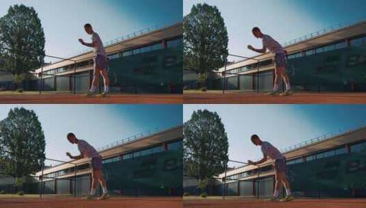网球运动员发球高清在线视频素材下载