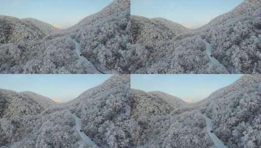 航拍湖北神农架风景区冬季雪山冰雪风光雪景高清在线视频素材下载