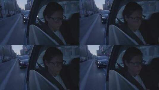 女人坐出租车开车窗高清在线视频素材下载