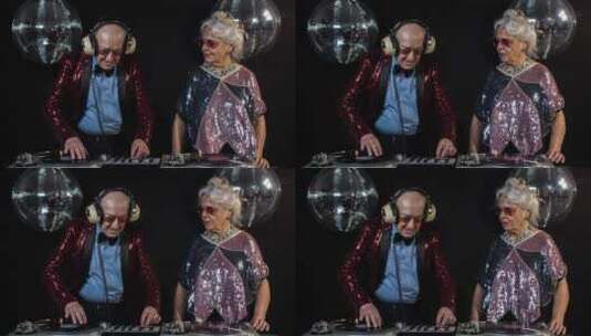 祖父母一起玩DJ高清在线视频素材下载