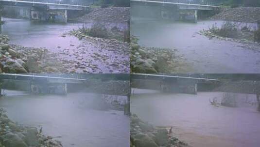 桥梁洪水泛滥的时间流逝高清在线视频素材下载