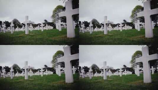 美国军事公墓墓碑纪念高清在线视频素材下载