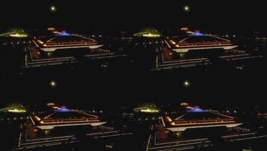 4K航拍月色下的孔子博物馆夜景高清在线视频素材下载