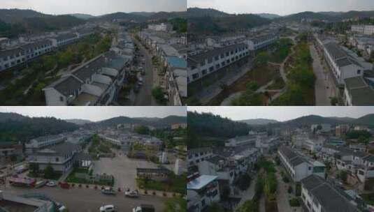新农村视频云南陆良乡村落日后的安居房小区高清在线视频素材下载