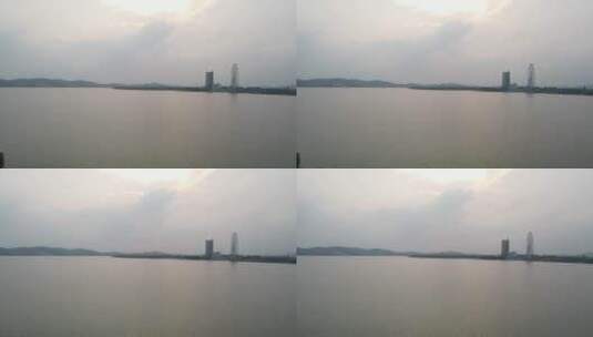 无锡蠡湖大桥全景4K航拍高清在线视频素材下载