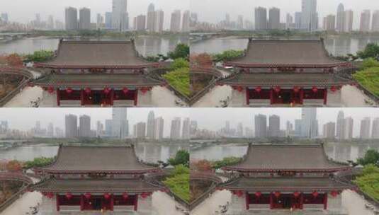 广东惠州朝京门历史文化古建筑航拍高清在线视频素材下载