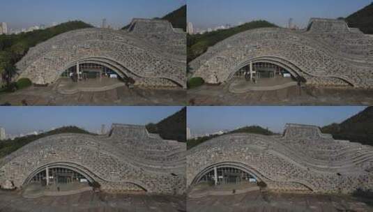 航拍广西柳州奇石公园奇石博物馆高清在线视频素材下载